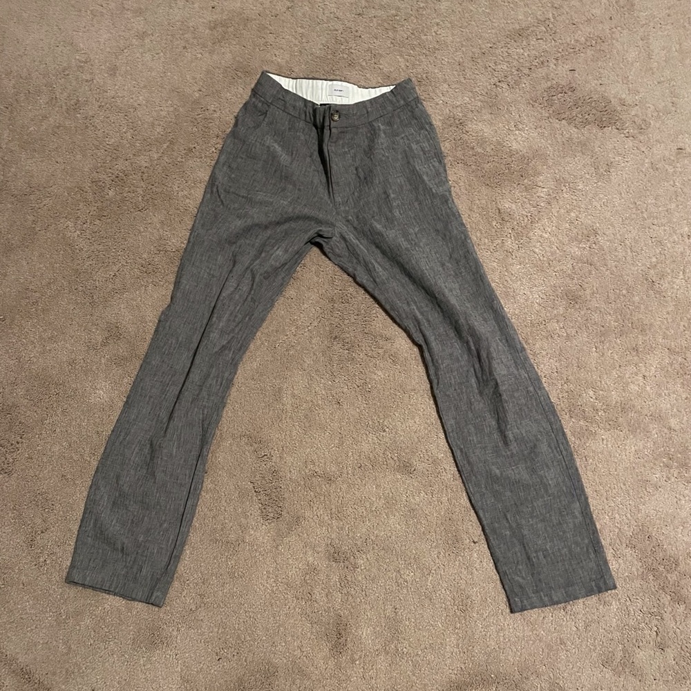 Grey checkered dress pants with button down